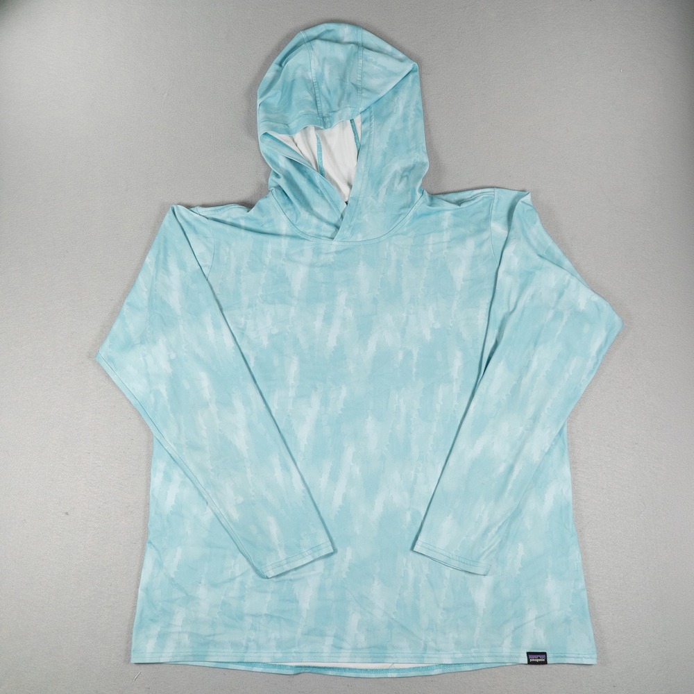 Patagonia Womens Hoodie Capilene Cool Daily Sun Shirt Blue Tie Dye XL Gorpcore